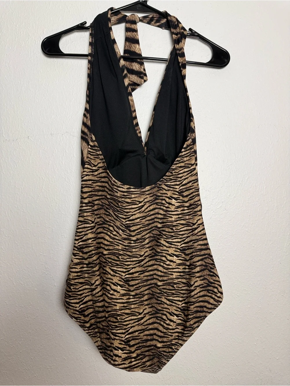 Michael Kors Brown and Black Animal Print Halter One-Piece Swimsuit